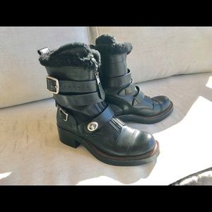 Coach fleece lined zip biker boot